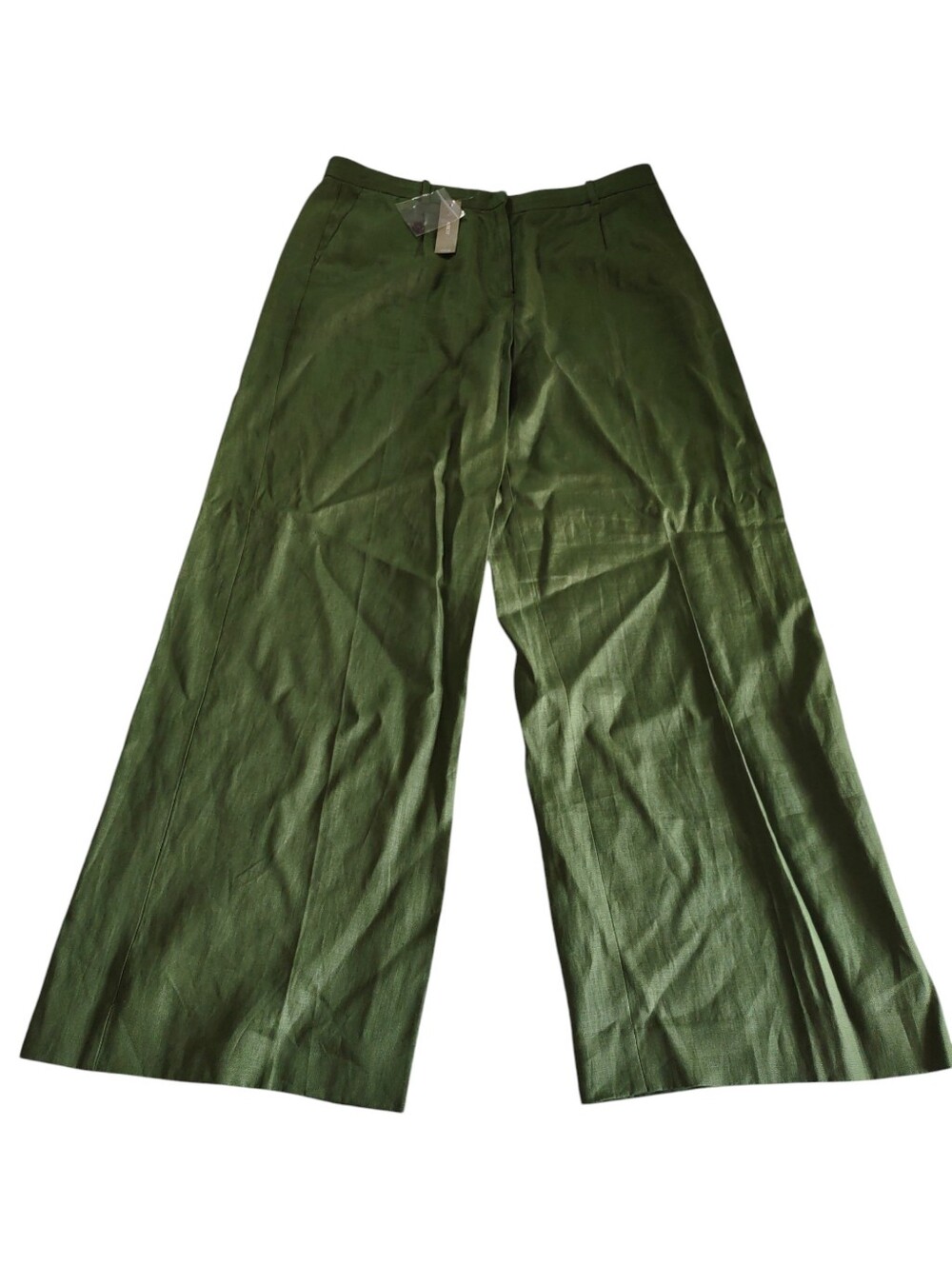 J. Crew Size 12 Linen Essential Wide Leg Pant Green